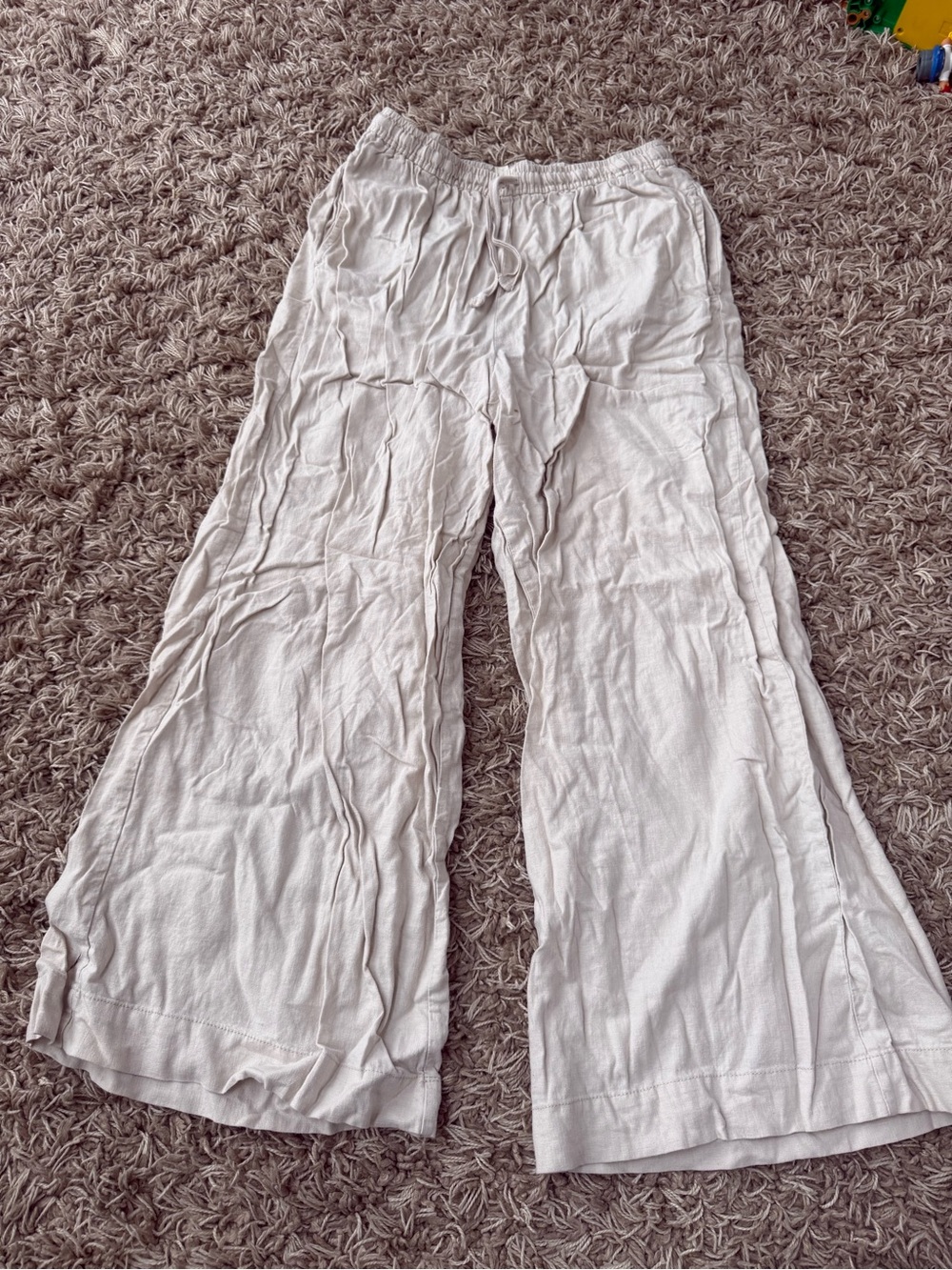 Max Studio Cream Wide-Leg Linen Pants